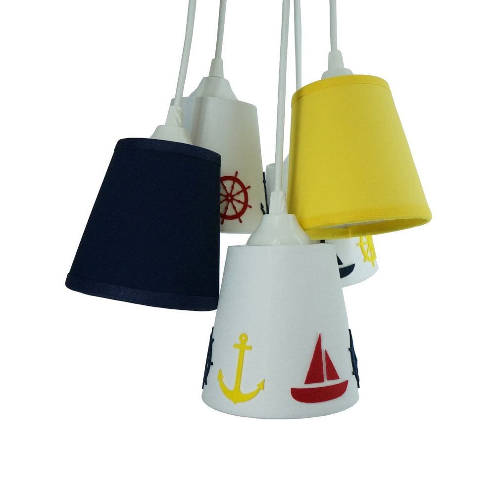 Lustre Pendente Cacho 5 Cúpulas Navy - Marinheiro Lustre Pendente Cacho 5 Cúpulas Navy - Marinheiro