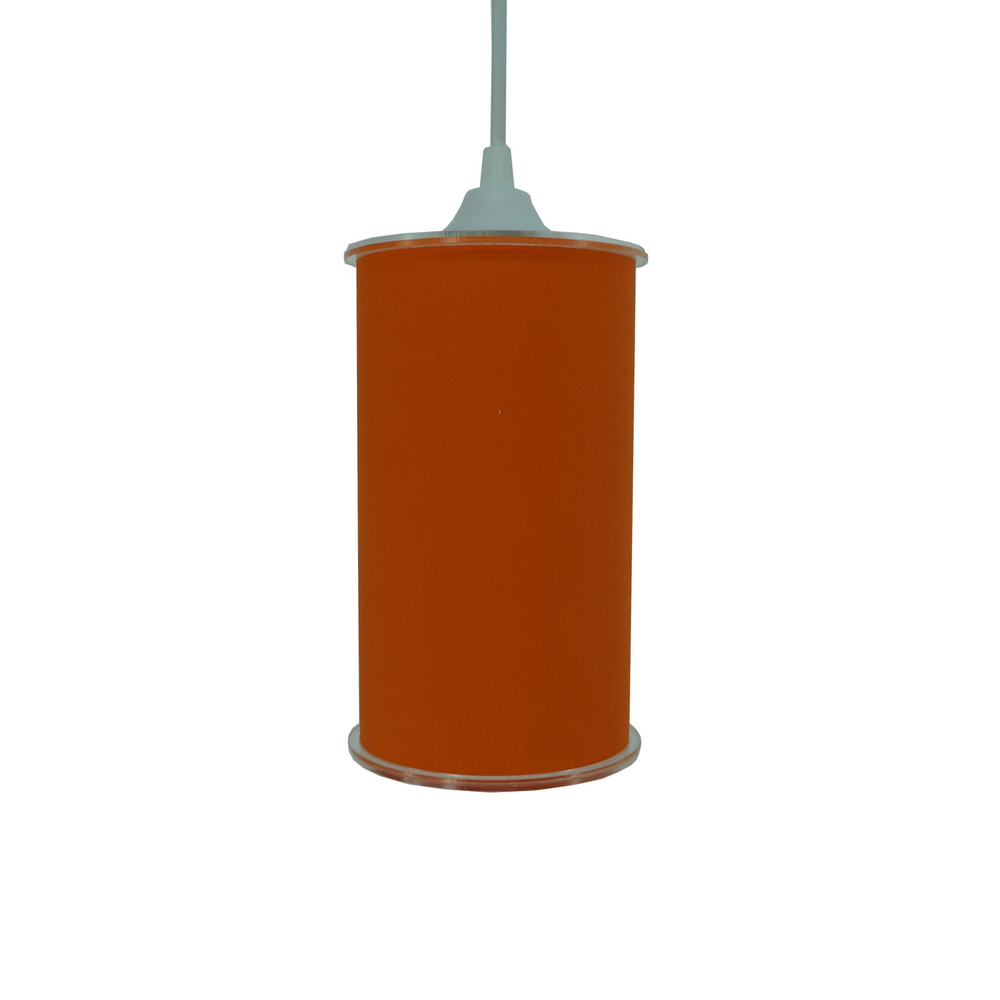 Luminária Pendente Cilíndrica Tecido Laranja Luminária Pendente Cilíndrica Tecido Laranja