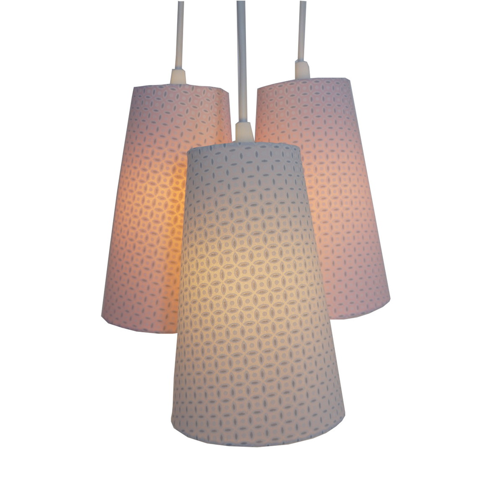 Lustre Pendente 3 Cúpulas Cacho Soft Colors Rosa e Branco Lustre Pendente 3 Cúpulas Cacho Soft Colors Rosa e Branco