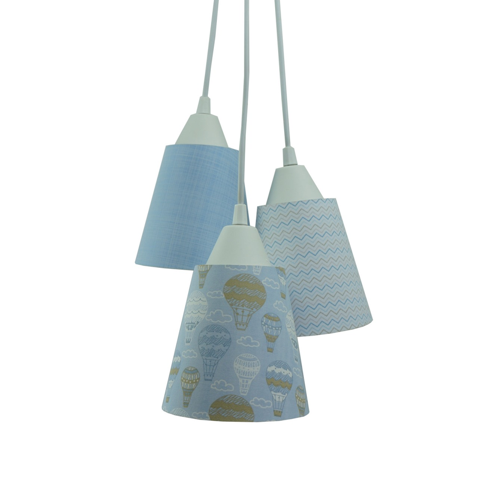 Lustre Pendente Luminária Quarto de Bebê Balão Tons de Azul Lustre Pendente Luminária Quarto de Bebê Balão Tons de Azul