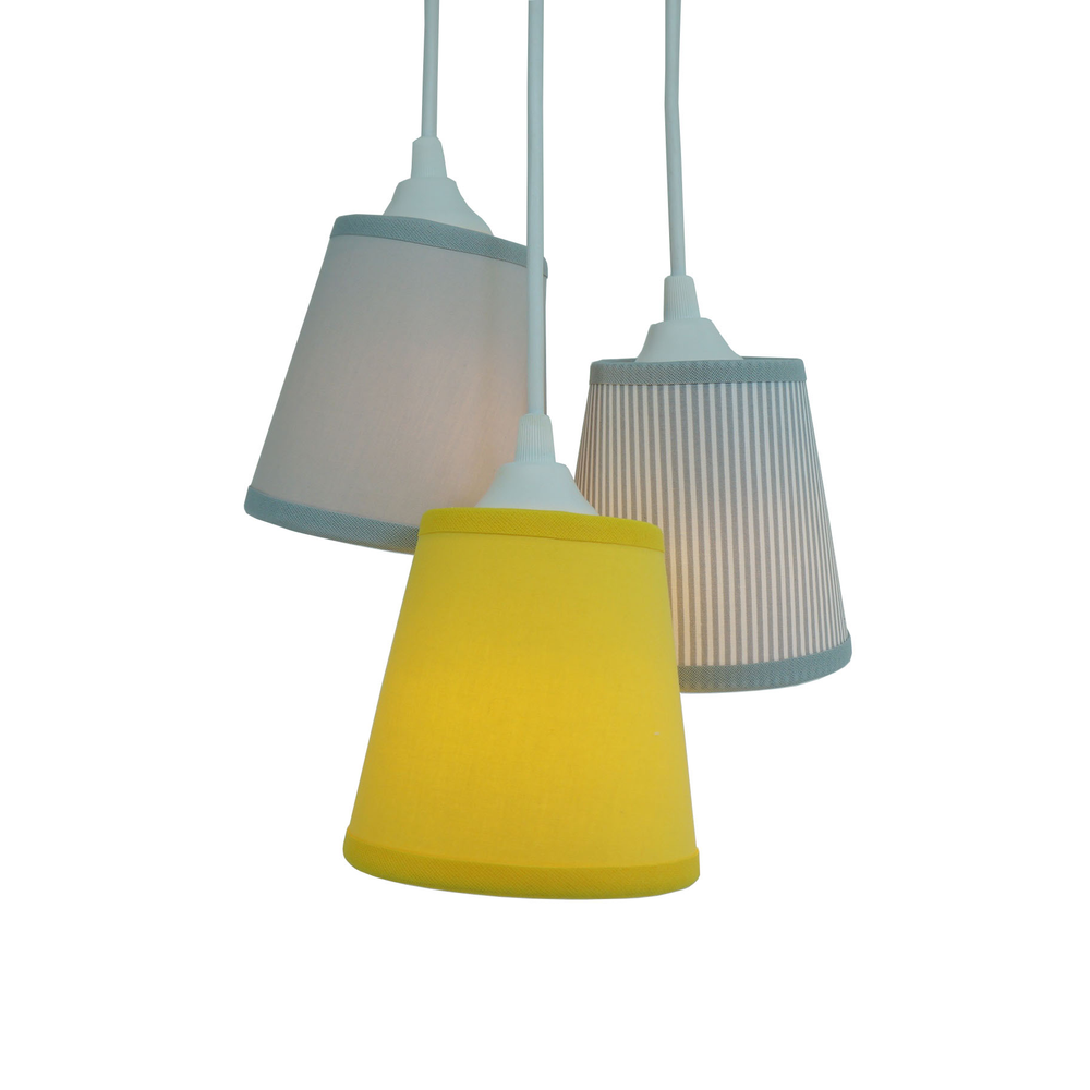 Lustre Pendente Triplo Crie Casa Amarelo e Cinza