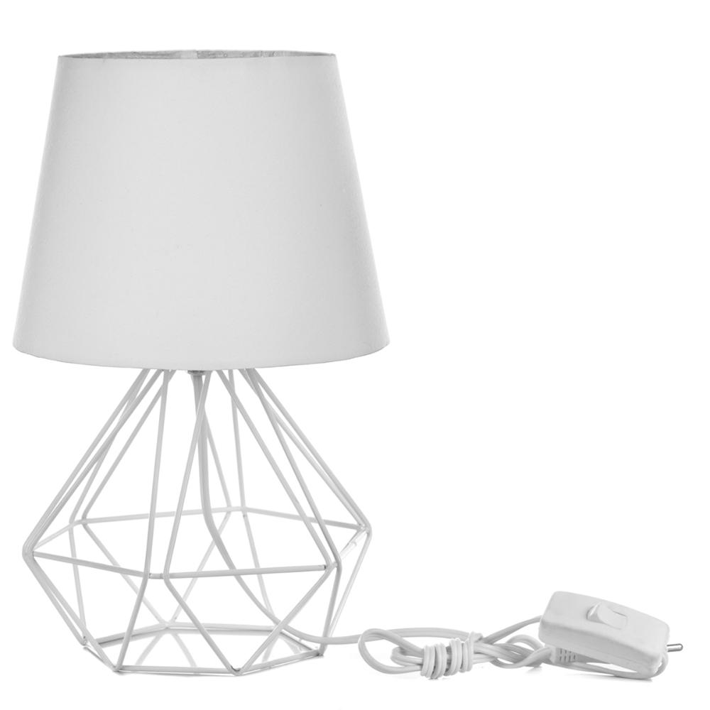 Abajur Diamante Dome Branco Com Aramado Branco Abajur Diamante Dome Branco Com Aramado Branco