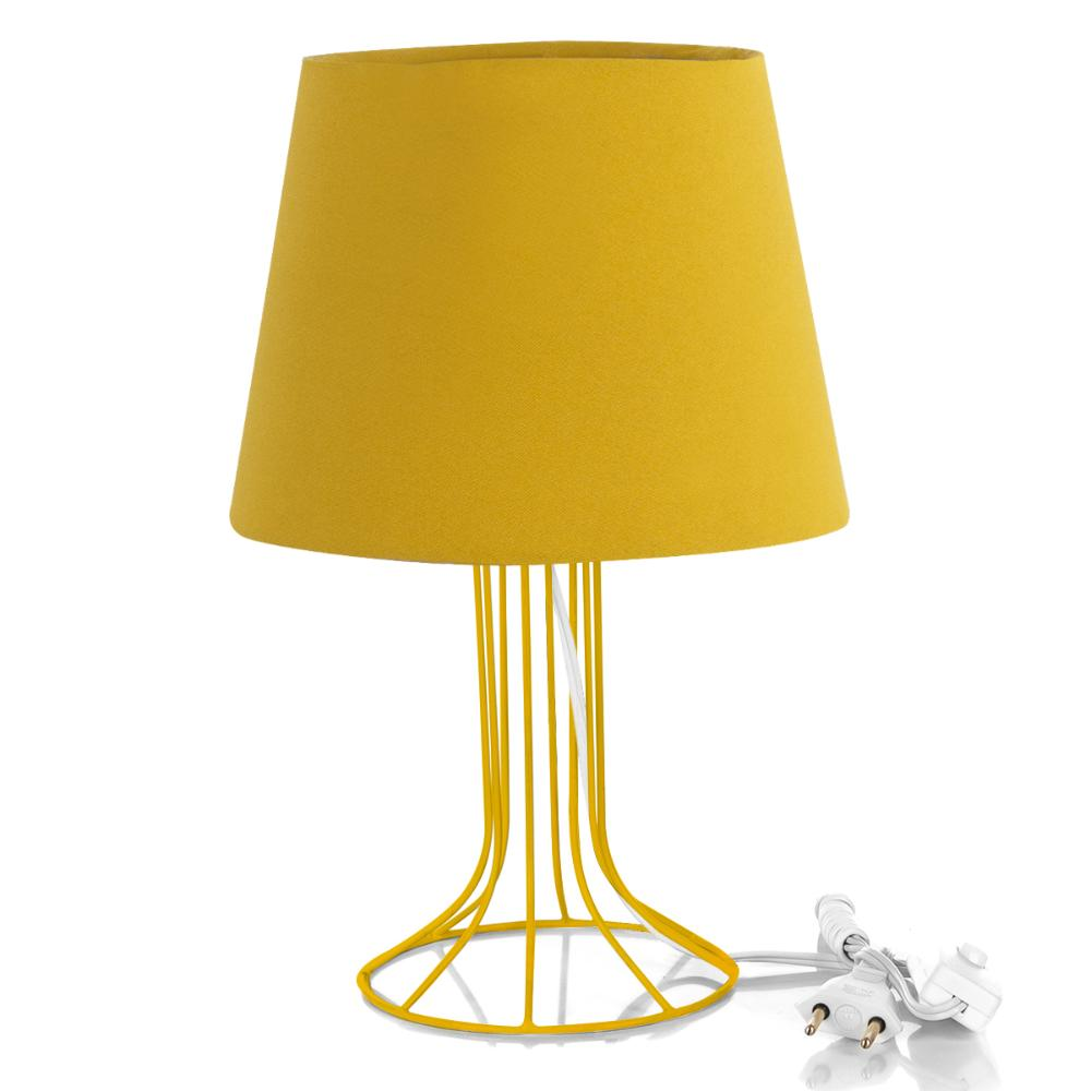 Abajur Torre Dome Amarelo Mostarda Com Aramado Amarelo Abajur Torre Dome Amarelo Mostarda Com Aramado Amarelo