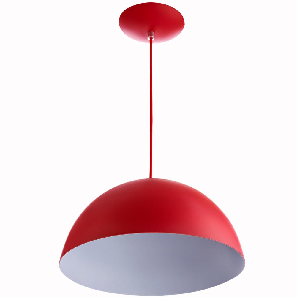 Lustre Pendente Meia Lua 40cm De Alumínio Vermelho Lustre Pendente Meia Lua 40cm De Alumínio Vermelho