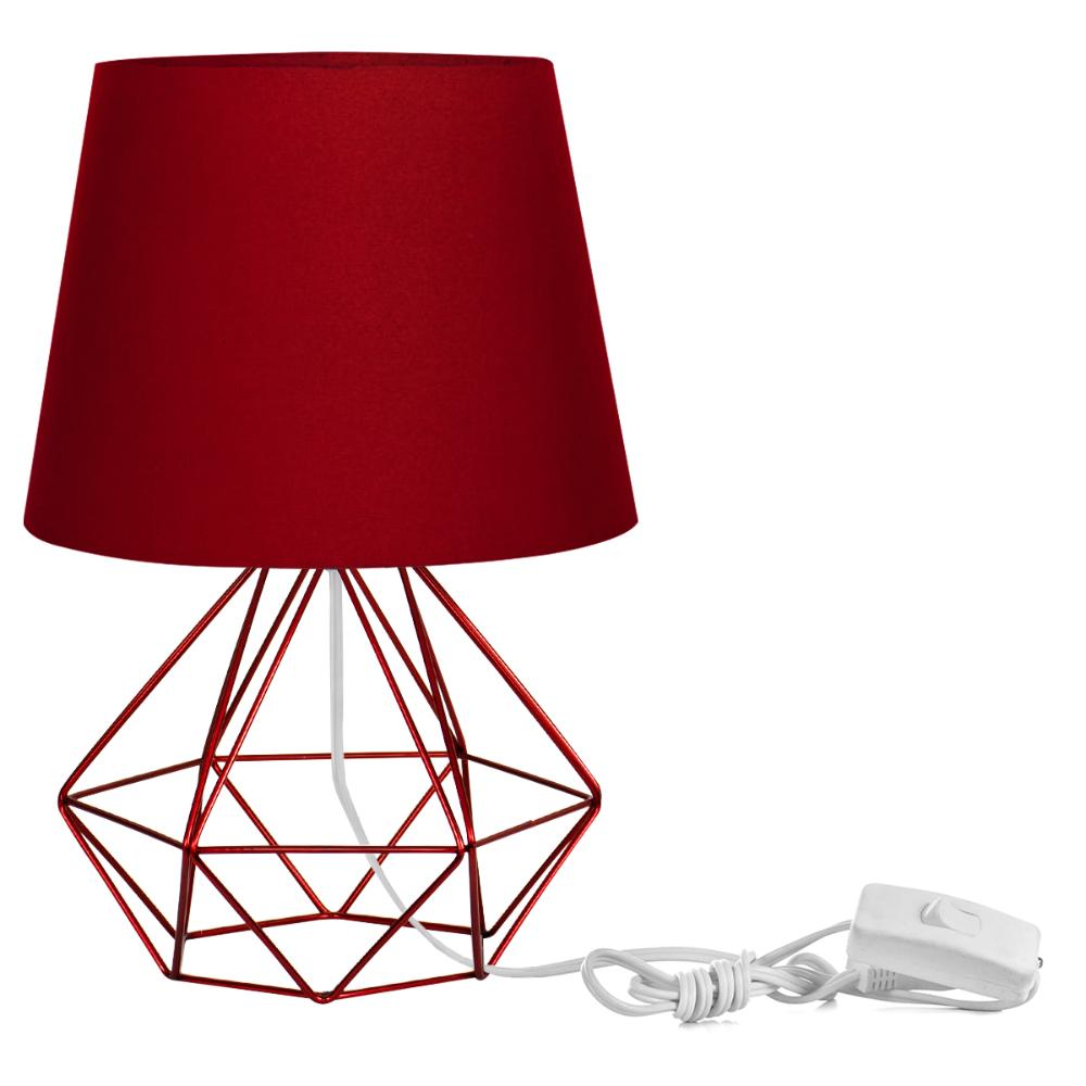 Abajur Diamante Dome Vermelho Com Aramado Cereja