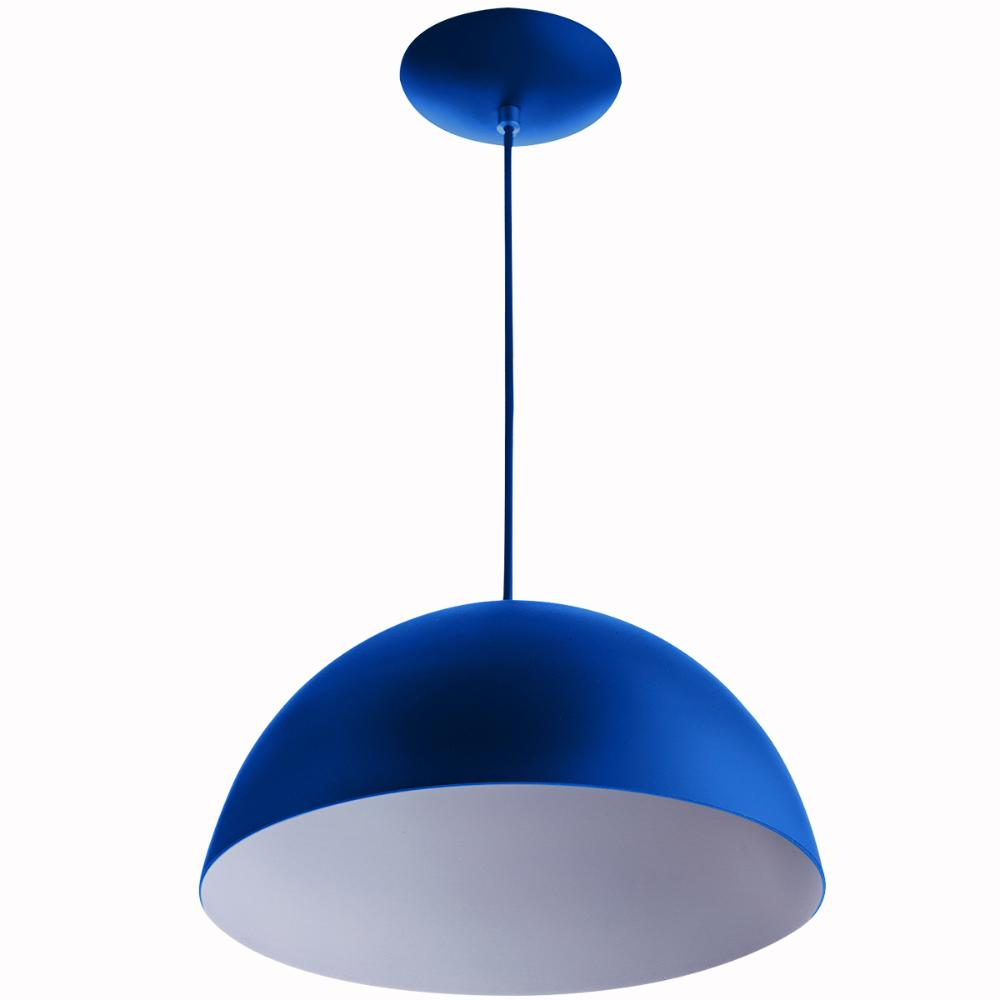 Lustre Pendente Meia Lua 40cm De Alumínio Azul Lustre Pendente Meia Lua 40cm De Alumínio Azul
