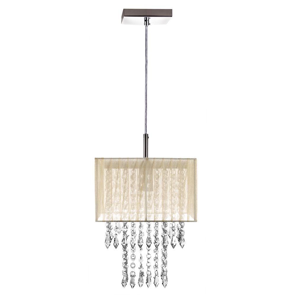 Lustre Para Sala De Cupula Cristal Acrílic Marrycrilic Bege