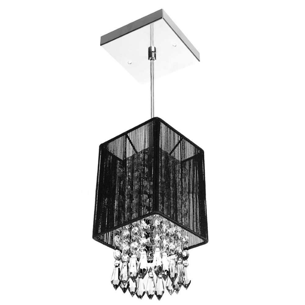 Pendente de Cupula Quadrado ClearFio Cristal Acrílico Preto Pendente de Cupula Quadrado ClearFio Cristal Acrílico Preto