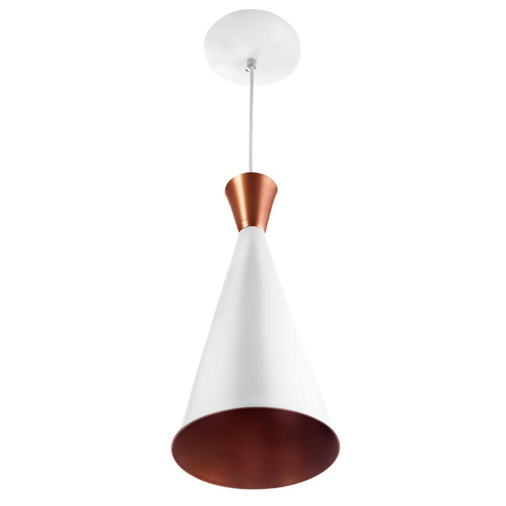 Luminária Pendente Funil Aluminio Magnifico 33x15cm Branco Luminária Pendente Funil Aluminio Magnifico 33x15cm Branco