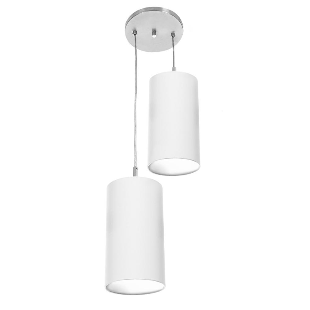 Pendente Cilindrica Duplo Cupula 14x25cm Branco Texturizado Pendente Cilindrica Duplo Cupula 14x25cm Branco Texturizado