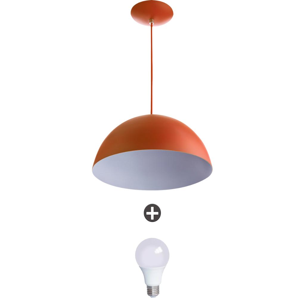 Pendente Meia Lua 40 Alumínio Cobre Com Lampada Pendente Meia Lua 40 Alumínio Cobre Com Lampada