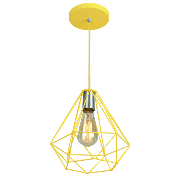 Pendente Diamante Aramado Grande Amarelo Pendente Diamante Aramado Grande Amarelo