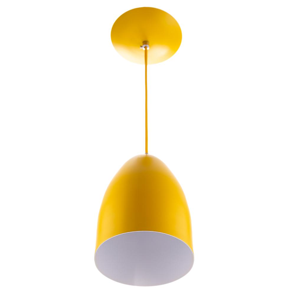 Lustre Pendente Cone Alumínio 20x14cm Soquete E-27 Amarelo Lustre Pendente Cone Alumínio 20x14cm Soquete E-27 Amarelo