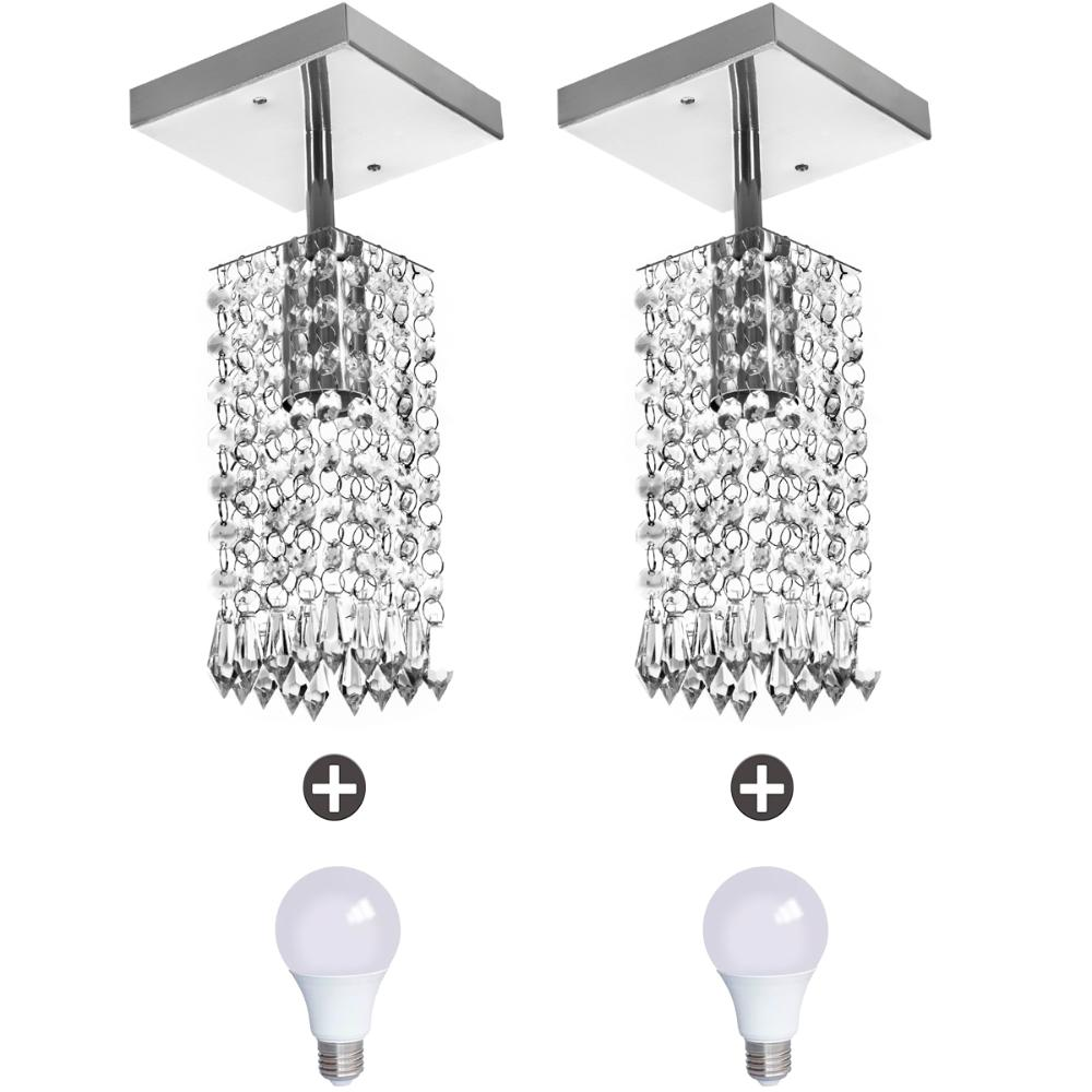 2 Lustres Clearcrillic Quadrado Cristal Acrílico + Lampada 2 Lustres Clearcrillic Quadrado Cristal Acrílico + Lampada