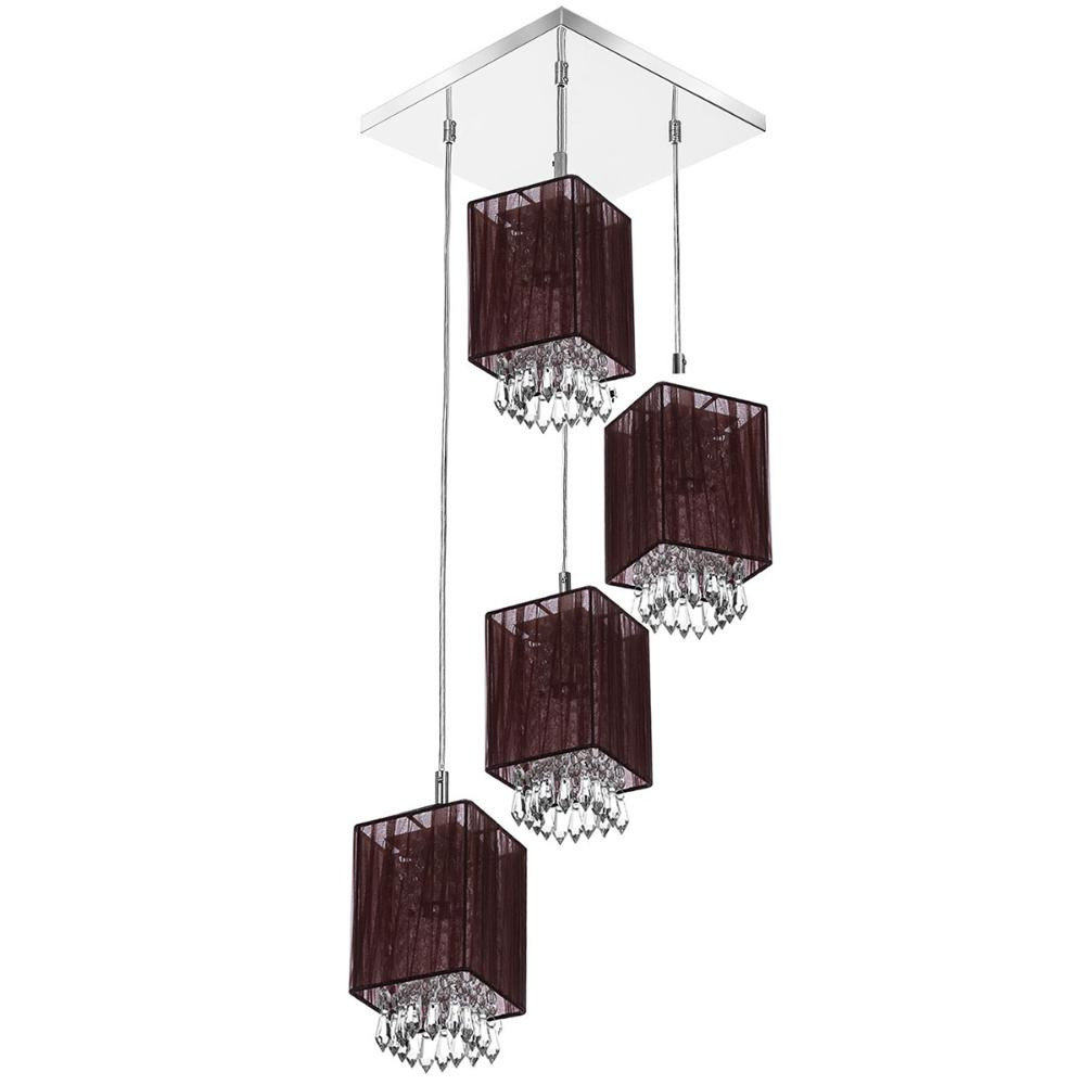 Lustre Pendente Quadclear Organza Quadrado Marrom Magnífico Lustre Pendente Quadclear Organza Quadrado Marrom Magnífico