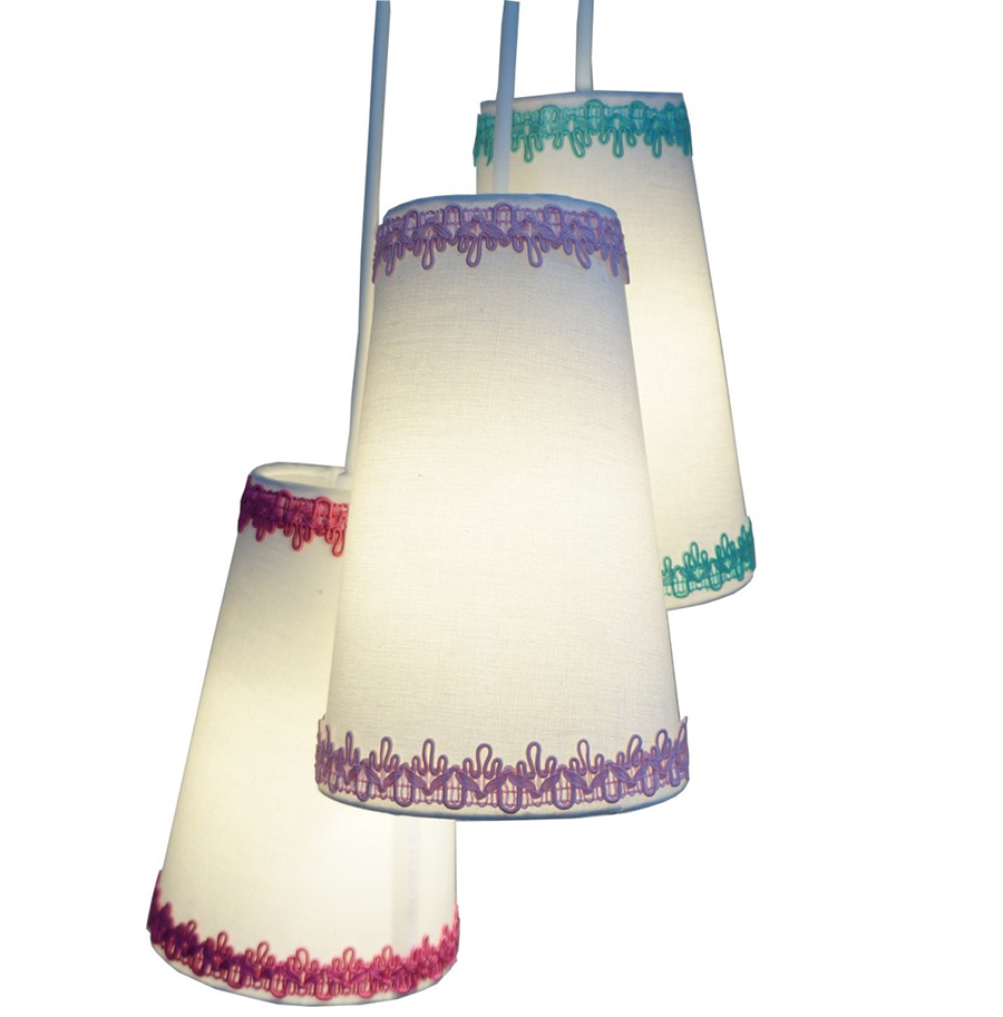 Lustre Pendente Bebê Triplo Rendado Bordas Coloridas Lustre Pendente Bebê Triplo Rendado Bordas Coloridas