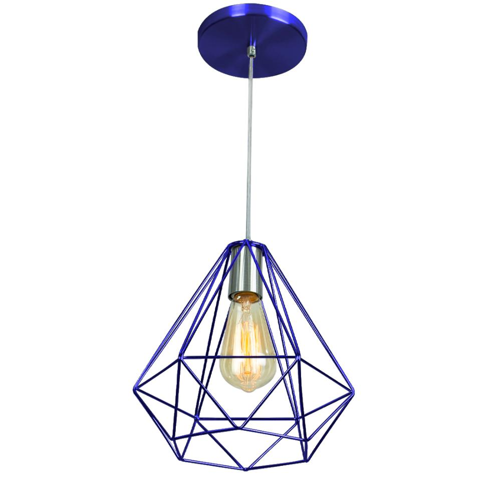 Pendente Diamante Aramado Grande Azul Metalico Pendente Diamante Aramado Grande Azul Metalico