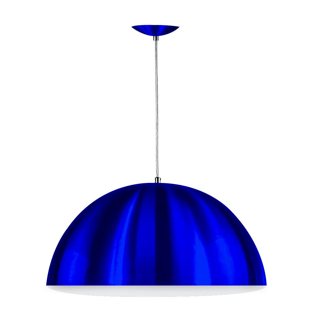 Lustre Pendente Meia Lua 40cm Alumínio Azul Metalico Lustre Pendente Meia Lua 40cm Alumínio Azul Metalico