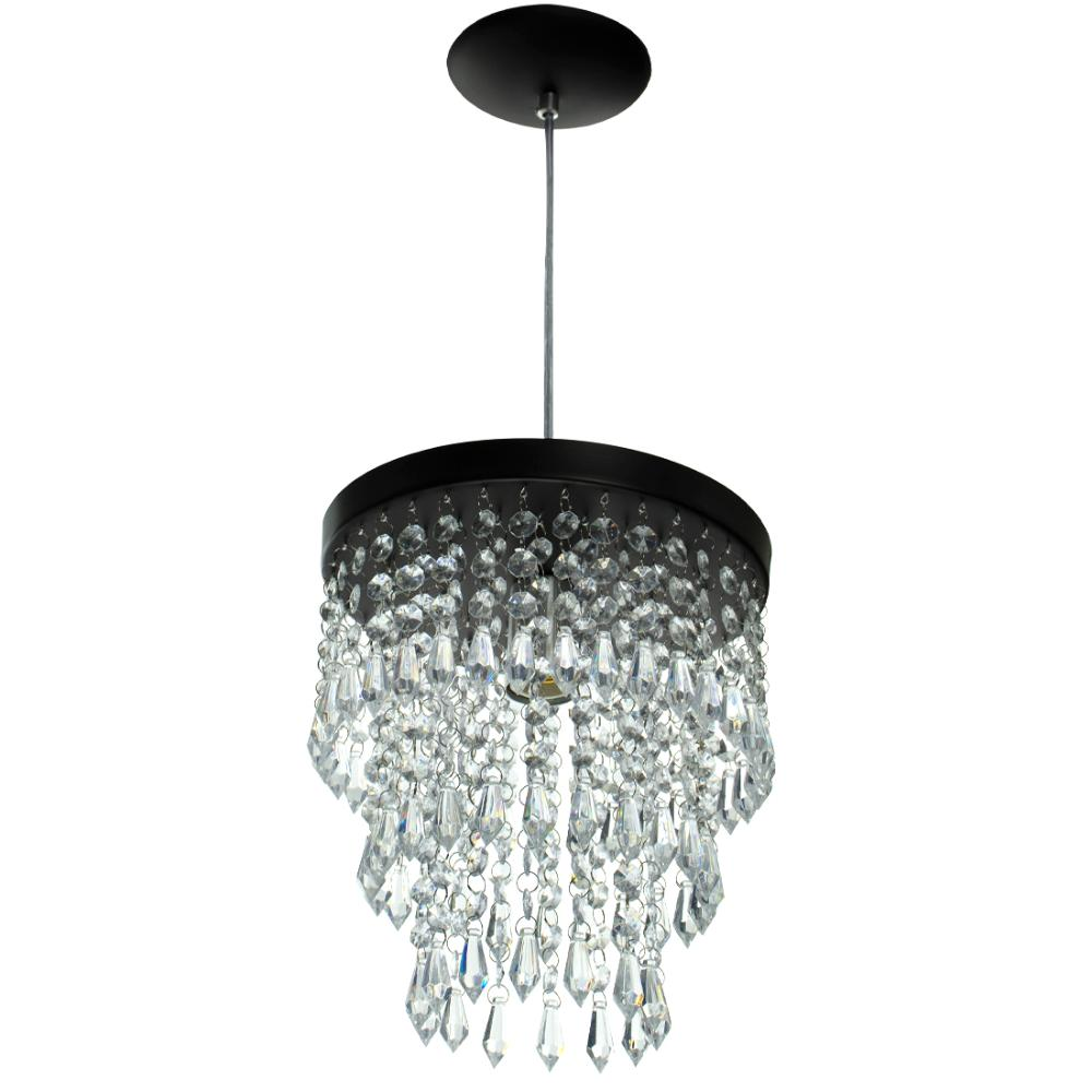 Lustre Pendente De Cristal Acrílico Manucrillic Preto Lustre Pendente De Cristal Acrílico Manucrillic Preto