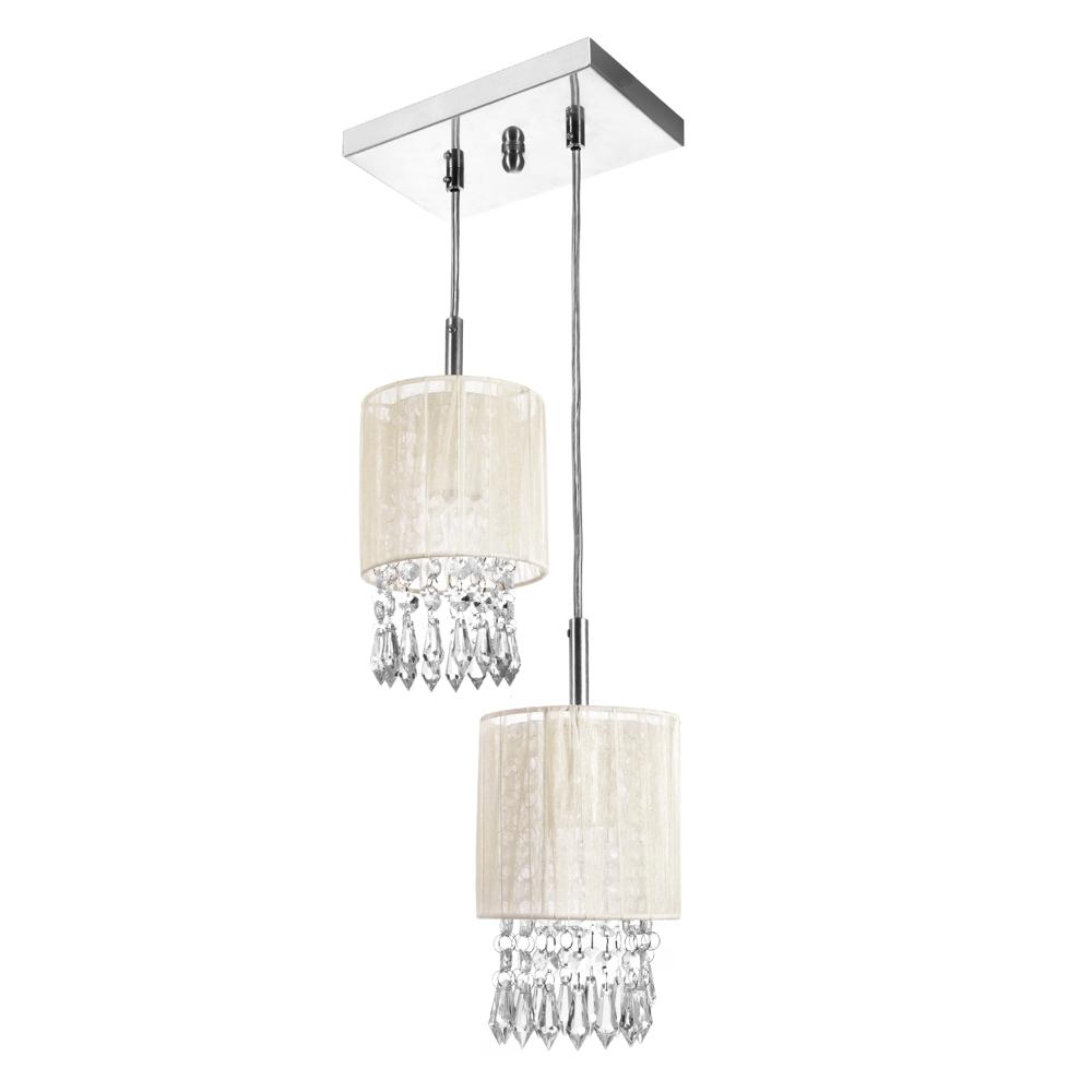 Lustre Sala Cganza Duplo Quadrado Cristal Acrílico Bege Lustre Sala Cganza Duplo Quadrado Cristal Acrílico Bege