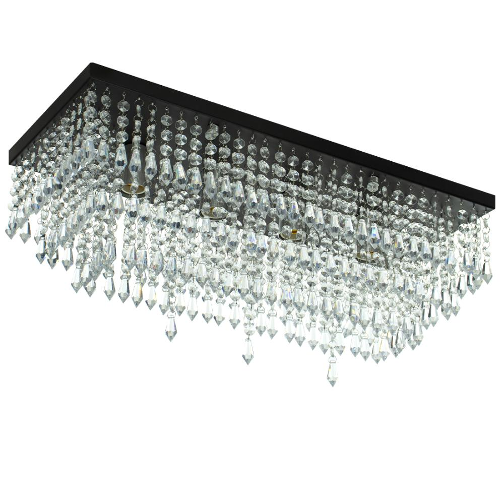 Lustre Luminária Queops Retangular 60x25 Cm Preto Lustre Luminária Queops Retangular 60x25 Cm Preto