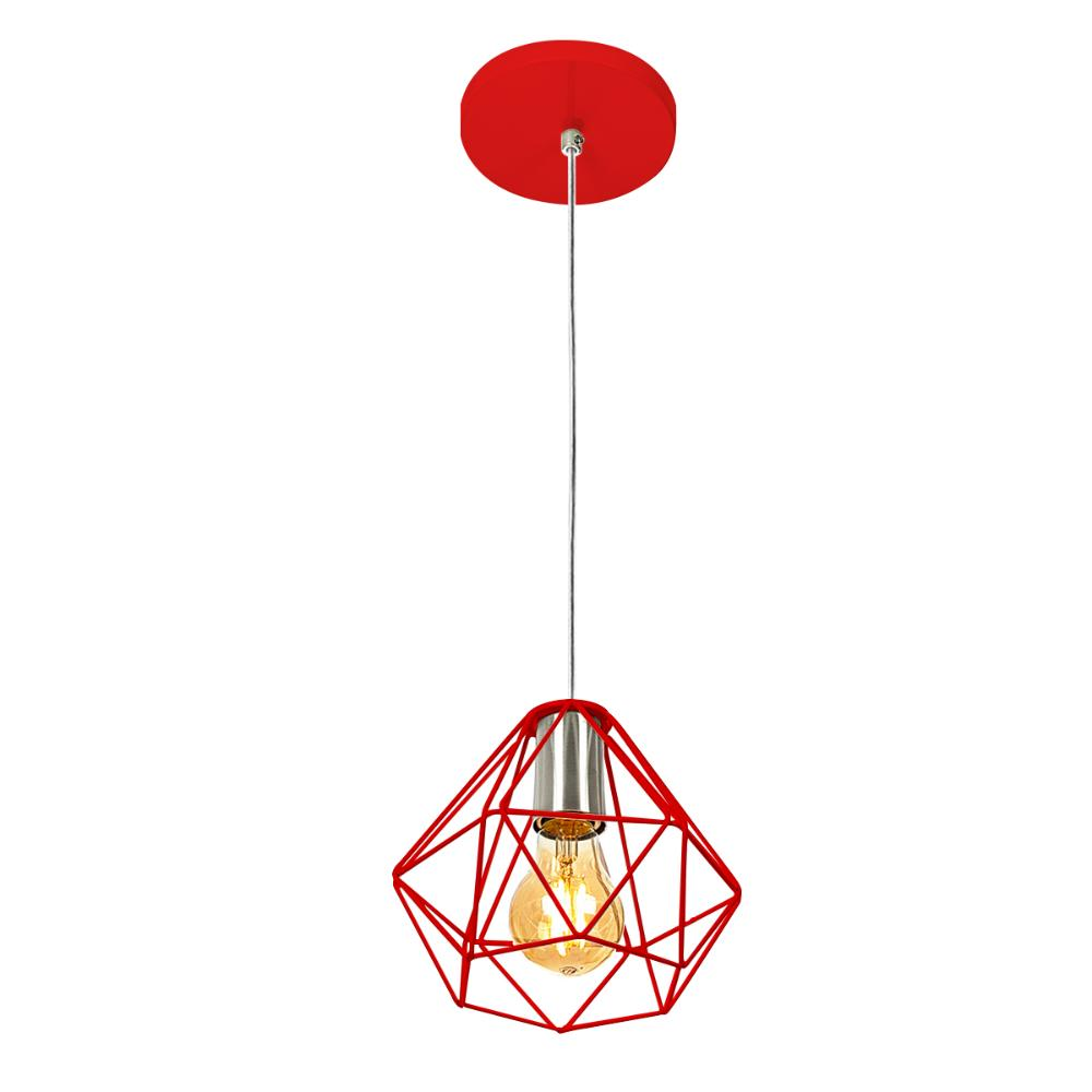 Pendente Diamante Aramado Vermelho com Prata Fabuloso Pendente Diamante Aramado Vermelho com Prata Fabuloso