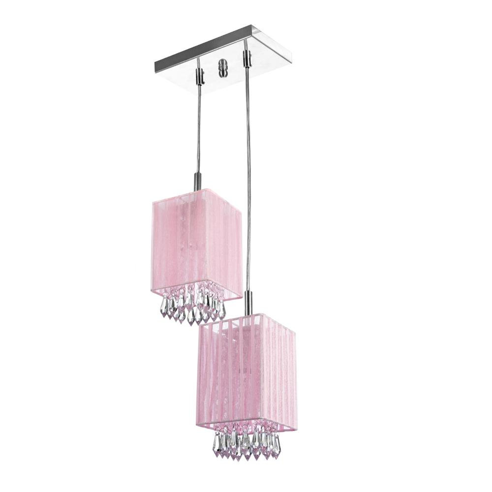 Lustre Sala Cganza Duplo Quadrado Cristal Acrílico Rosa Lustre Sala Cganza Duplo Quadrado Cristal Acrílico Rosa