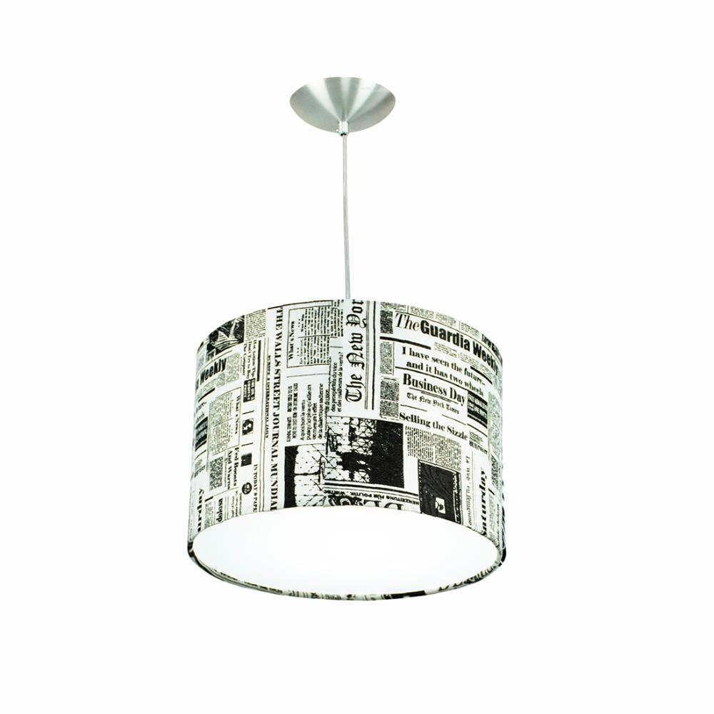Lustre Cúpula Pendente Dome Estampado Jornal Lustre Cúpula Pendente Dome Estampado Jornal