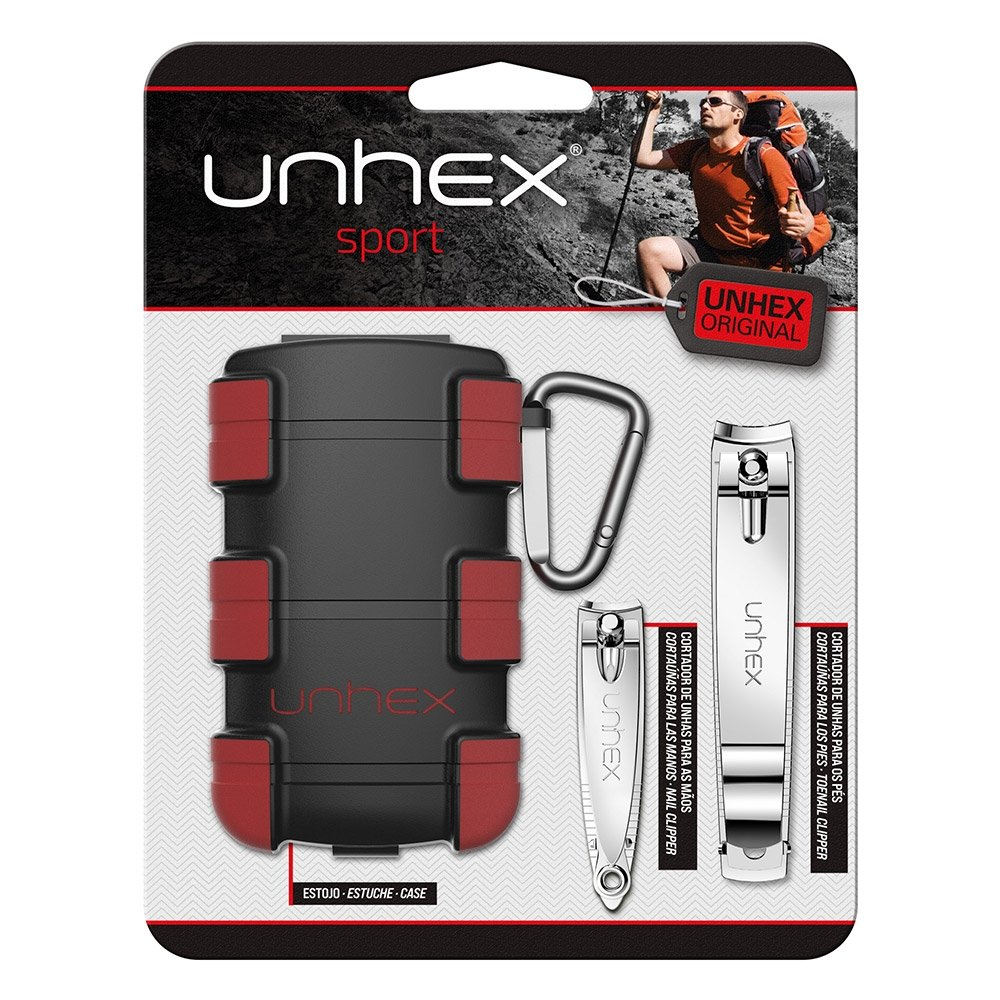 Estojo + Cortador de Unha para Pés + Cortador de Unha para Mãos Unhex Preto/Vermelho