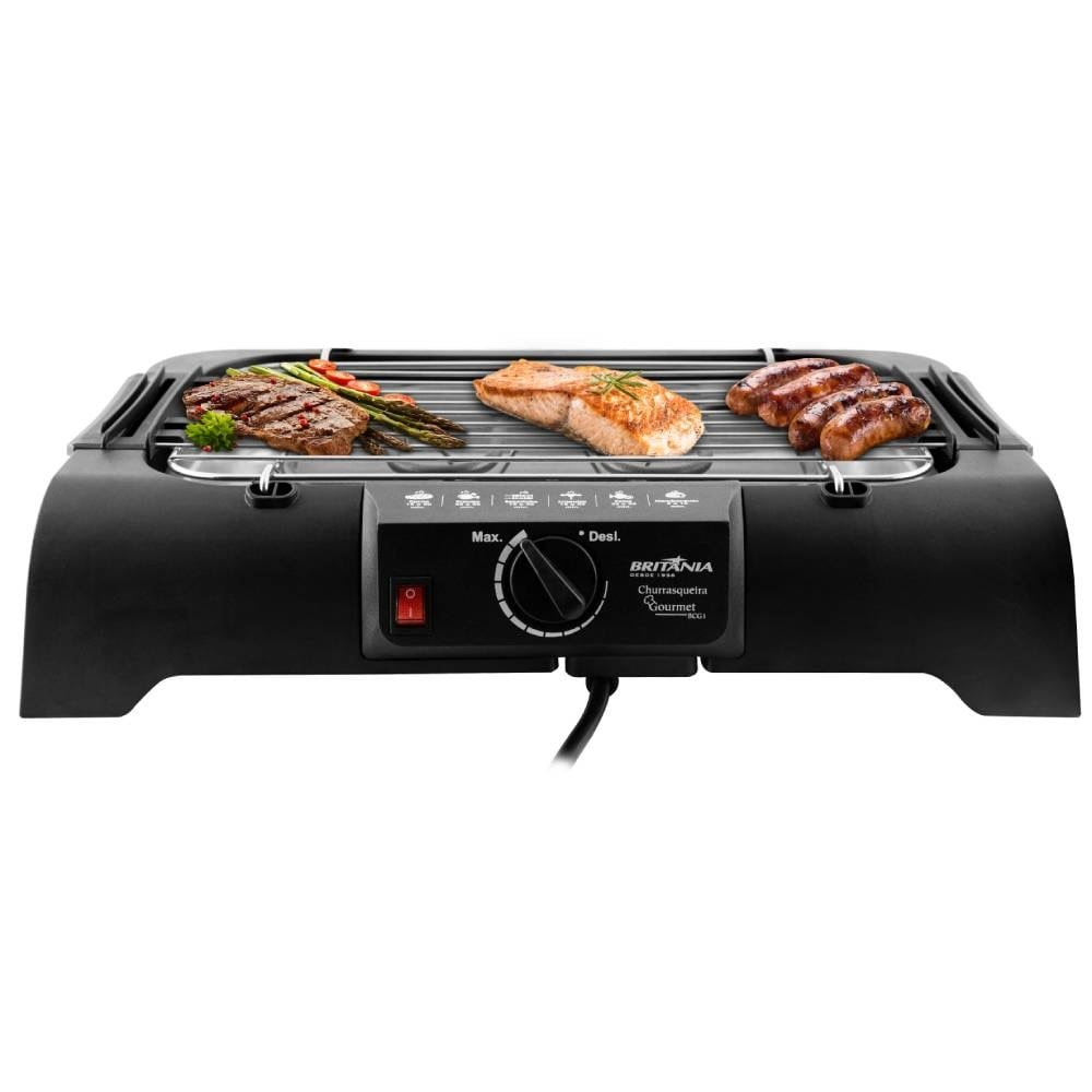 Churrasqueira Elétrica Britânia BCG01 66701126 | 1200W, Preta Churrasqueira Elétrica Britânia BCG01 66701126 | 1200W, Preta