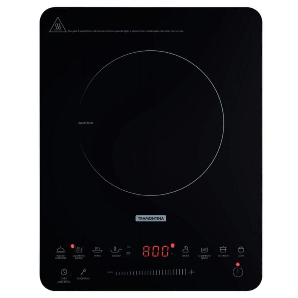 Cooktop Portátil por Indução Tramontina Slim Touch EI 30 em Vitrocerâmico com 01 Boca e Painel Digital Preto - 94714/13