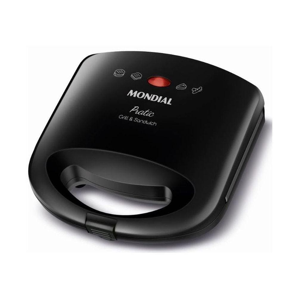 Sanduicheira Grill Sn01 Pratic 2 Em 1 750w De Potência Mondial Preto 220v - 220V Sanduicheira Grill Sn01 Pratic 2 Em 1 750w De Potência Mondial Preto 220v - 220V