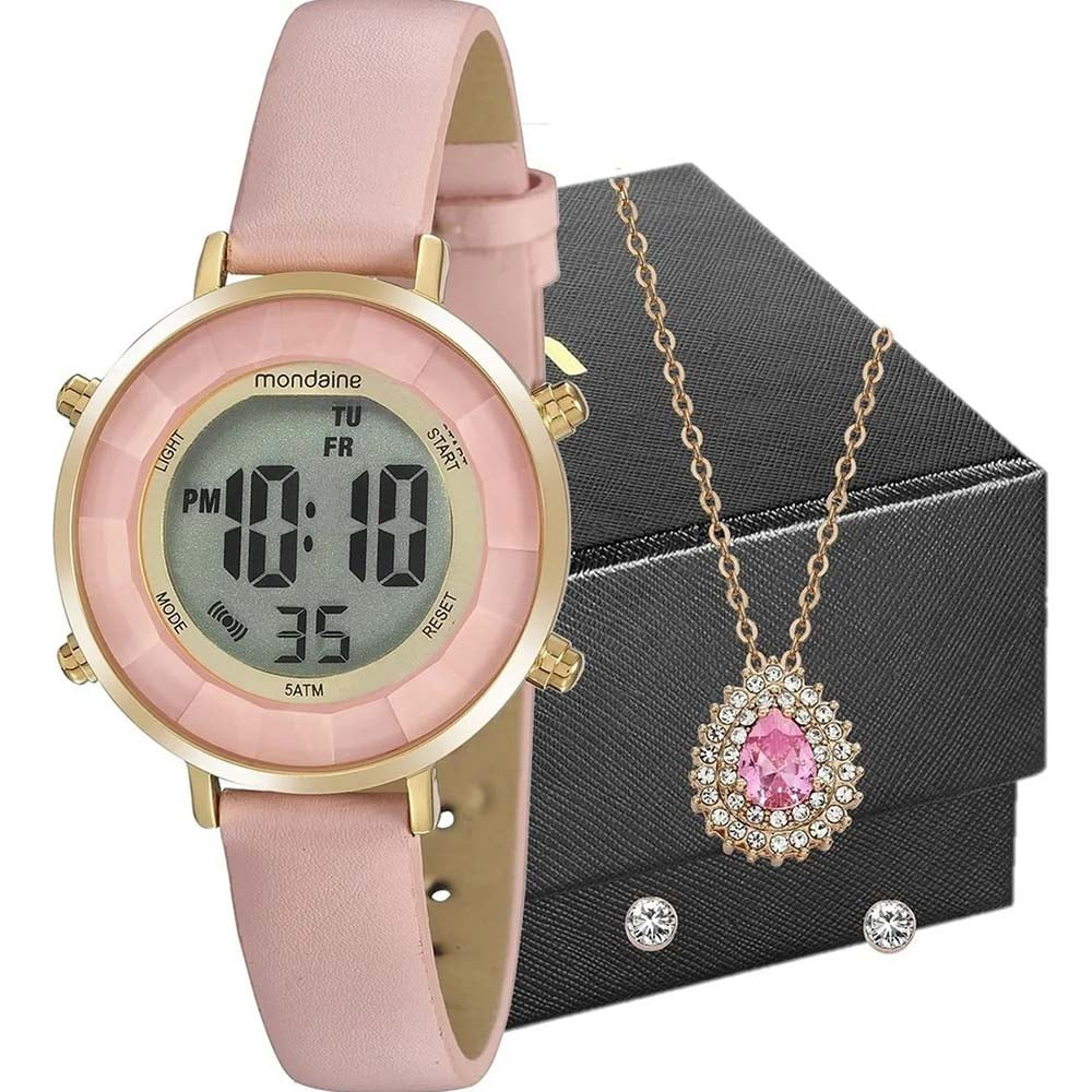 Kit Relógio Digital Mondaine Feminino com Colar 53876LPMVDHFK2 Kit Relógio Digital Mondaine Feminino com Colar 53876LPMVDHFK2