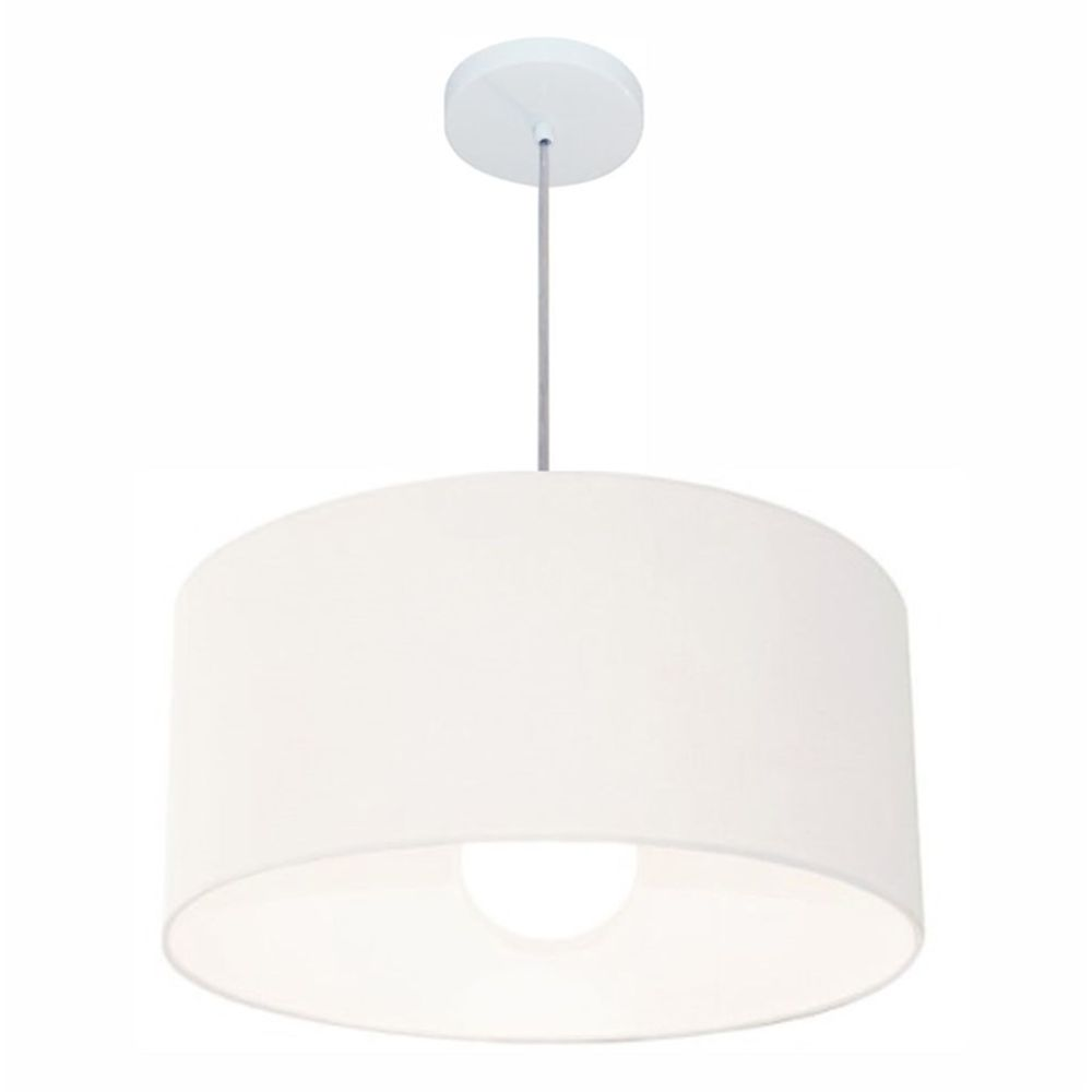 Pendente Cilíndrico Md-4206 Cúpula em Tecido 50x25cm Branco - Bivolt Pendente Cilíndrico Md-4206 Cúpula em Tecido 50x25cm Branco - Bivolt