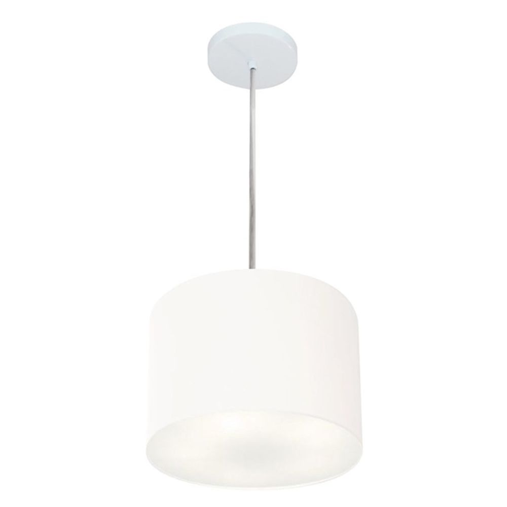 Pendente Cilíndrico Md-4209 Cúpula em Tecido 25x25cm Branco - Bivolt Pendente Cilíndrico Md-4209 Cúpula em Tecido 25x25cm Branco - Bivolt