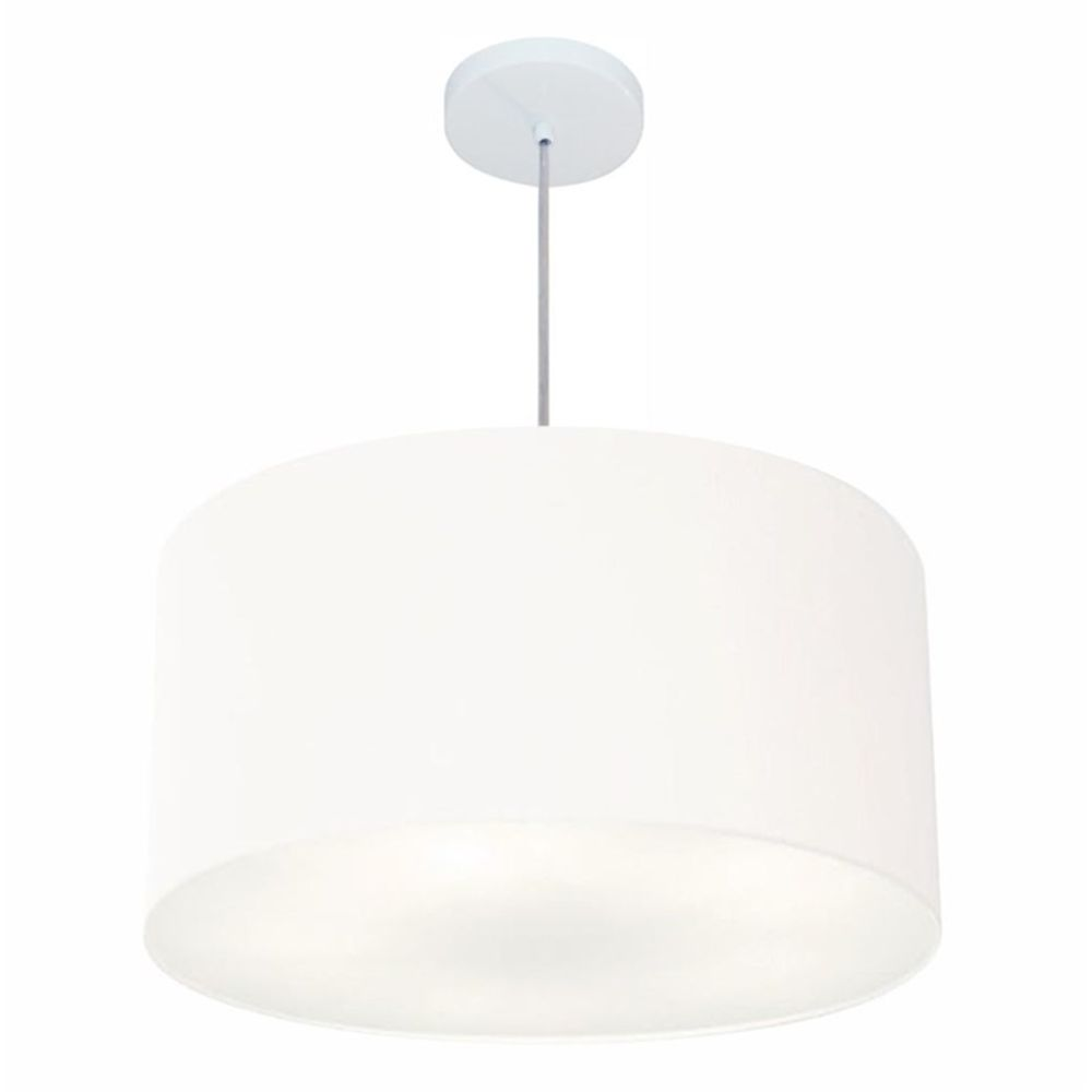 Pendente Cilíndrico Md-4101 Cúpula em Tecido 60x30cm Branco - Bivolt Pendente Cilíndrico Md-4101 Cúpula em Tecido 60x30cm Branco - Bivolt