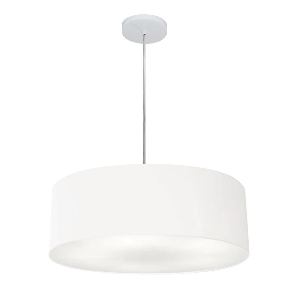 Pendente Cilíndrico Md-4254 Cúpula em Tecido 45x15cm Branco - Bivolt Pendente Cilíndrico Md-4254 Cúpula em Tecido 45x15cm Branco - Bivolt