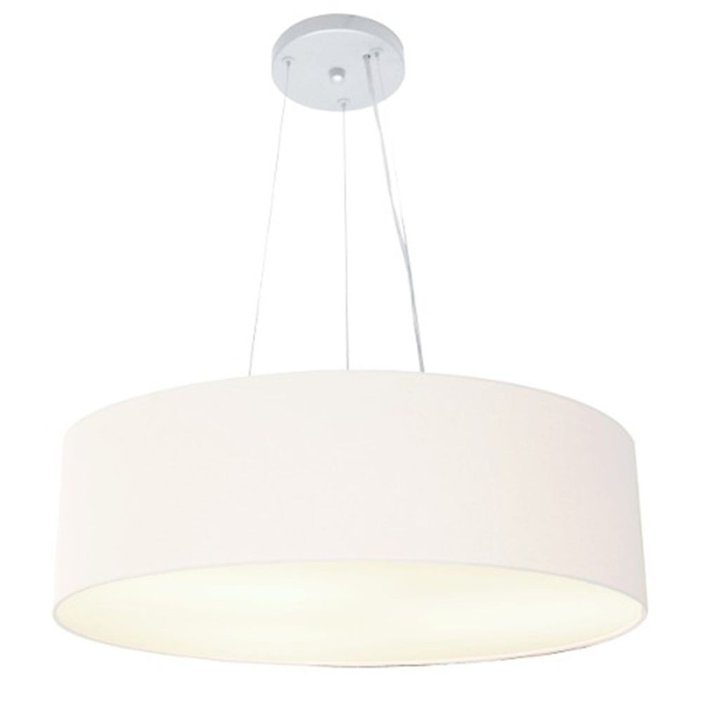 Pendente Cilíndrico Md-4136 Cúpula em Tecido 80x15cm Branco - Bivolt Pendente Cilíndrico Md-4136 Cúpula em Tecido 80x15cm Branco - Bivolt