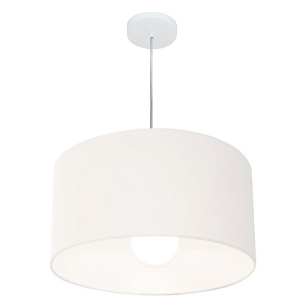 Pendente Cilíndrico Md-4205 Cúpula em Tecido 45x30cm Branco - Bivolt Pendente Cilíndrico Md-4205 Cúpula em Tecido 45x30cm Branco - Bivolt