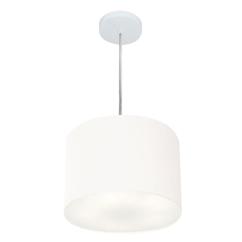 Pendente Cilíndrico Md-4210 Cúpula em Tecido 30x25cm Branco - Bivolt Pendente Cilíndrico Md-4210 Cúpula em Tecido 30x25cm Branco - Bivolt