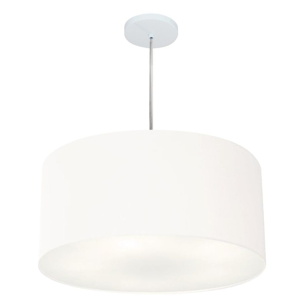 Pendente Cilíndrico Md-4214 Cúpula em Tecido 55x25cm Branco - Bivolt Pendente Cilíndrico Md-4214 Cúpula em Tecido 55x25cm Branco - Bivolt