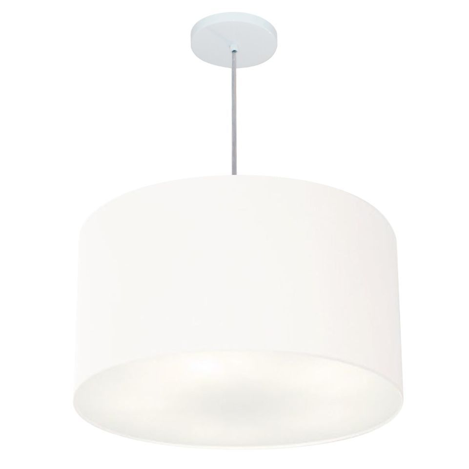 Pendente Cilíndrico Md-4257 Cúpula em Tecido 45x30cm Branco - Bivolt Pendente Cilíndrico Md-4257 Cúpula em Tecido 45x30cm Branco - Bivolt
