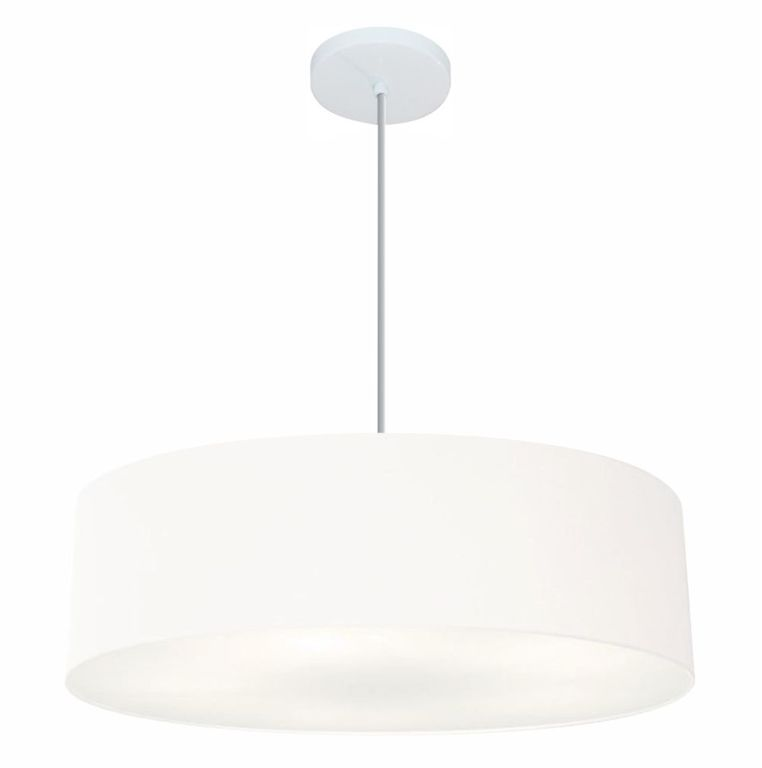 Pendente Cilíndrico Md-4218 Cúpula em Tecido 55x15cm Branco - Bivolt Pendente Cilíndrico Md-4218 Cúpula em Tecido 55x15cm Branco - Bivolt