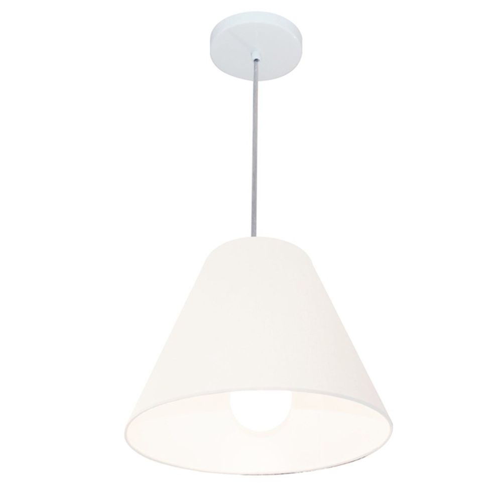 Pendente Cone Md-4028 Cúpula em Tecido 25-30x12cm Branco - Bivolt Pendente Cone Md-4028 Cúpula em Tecido 25-30x12cm Branco - Bivolt