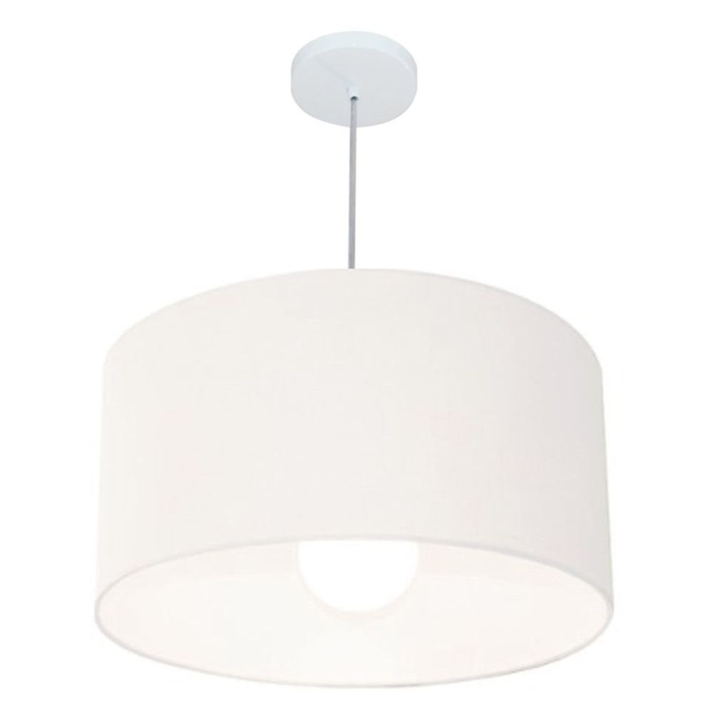 Pendente Cilíndrico Md-4169 Cúpula em Tecido 60x30cm Branco - Bivolt Pendente Cilíndrico Md-4169 Cúpula em Tecido 60x30cm Branco - Bivolt