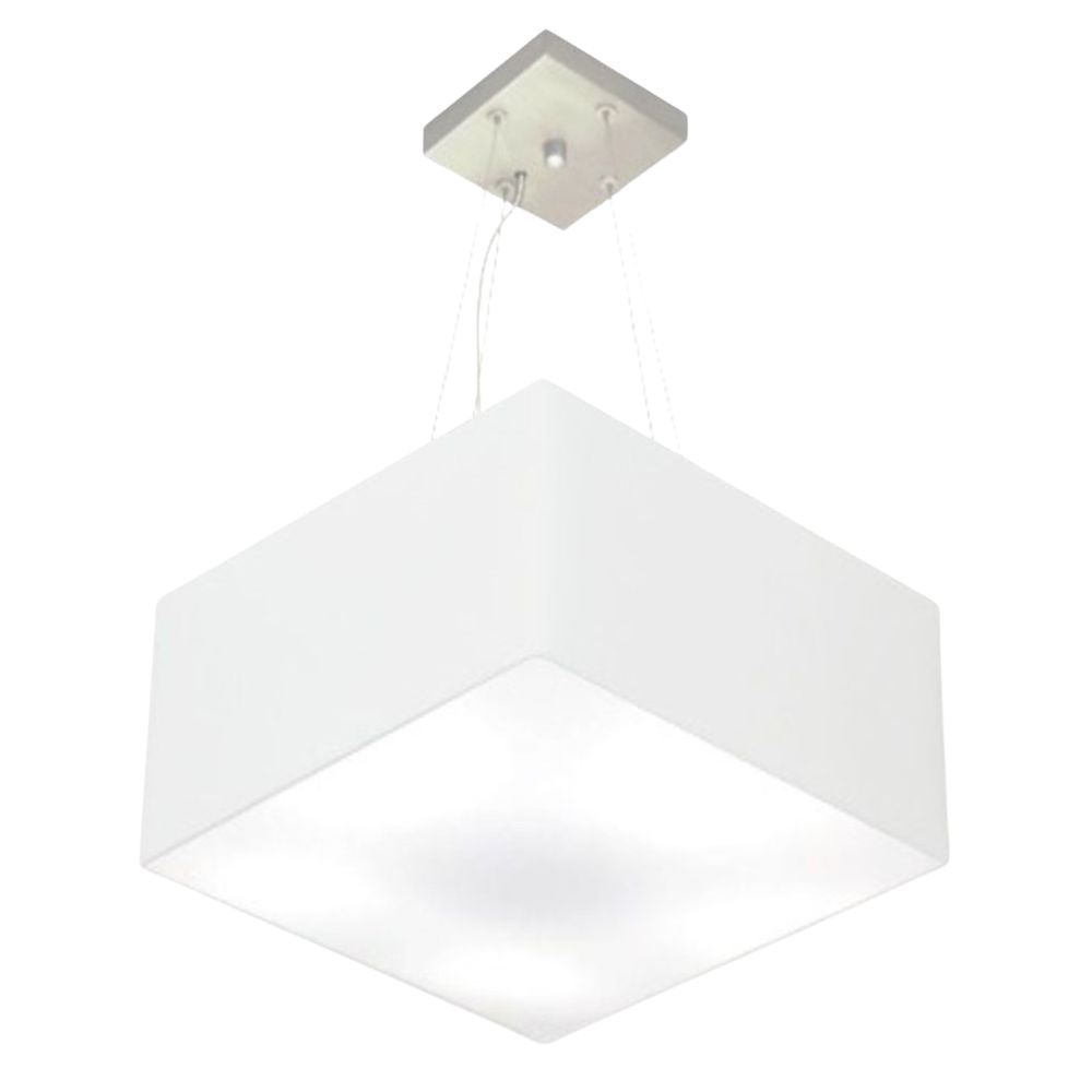 Pendente Quadrado Md-4195 Cúpula em Tecido 25-40x40cm Branco - Bivolt Pendente Quadrado Md-4195 Cúpula em Tecido 25-40x40cm Branco - Bivolt
