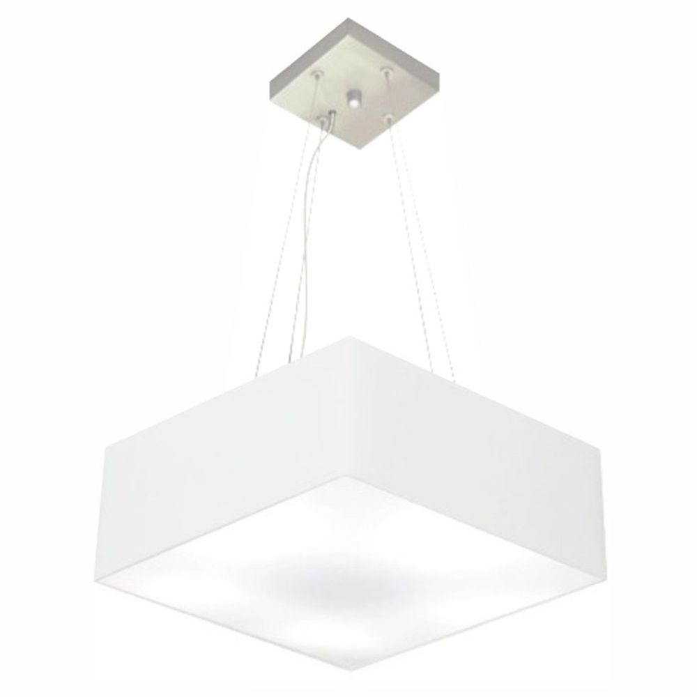 Pendente Quadrado Md-4196 Cúpula em Tecido 15-45x45cm Branco - Bivolt Pendente Quadrado Md-4196 Cúpula em Tecido 15-45x45cm Branco - Bivolt