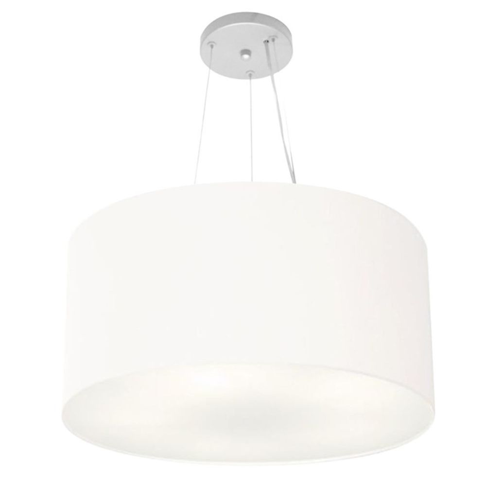 Pendente Cilíndrico Md-4189 Cúpula em Tecido 50x30cm Branco - Bivolt Pendente Cilíndrico Md-4189 Cúpula em Tecido 50x30cm Branco - Bivolt