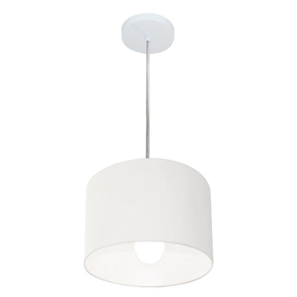 Pendente Cilíndrico Md-4201 Cúpula em Tecido 25x25cm Branco - Bivolt Pendente Cilíndrico Md-4201 Cúpula em Tecido 25x25cm Branco - Bivolt
