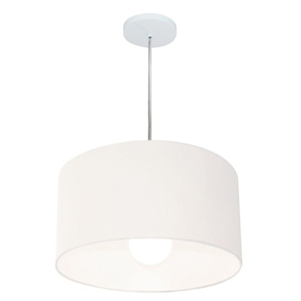 Pendente Cilíndrico Md-4202 Cúpula em Tecido 40x25cm Branco - Bivolt Pendente Cilíndrico Md-4202 Cúpula em Tecido 40x25cm Branco - Bivolt